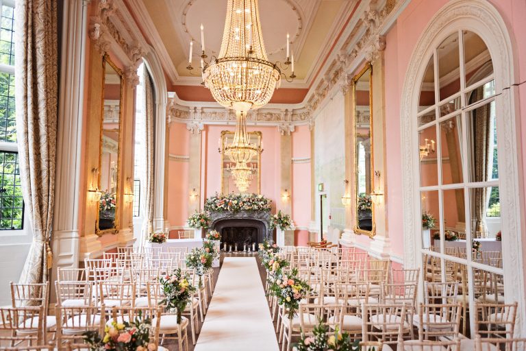 Elegant wedding set up for Danesfield House Hotel and Spa. Photography by Blooming Photography.