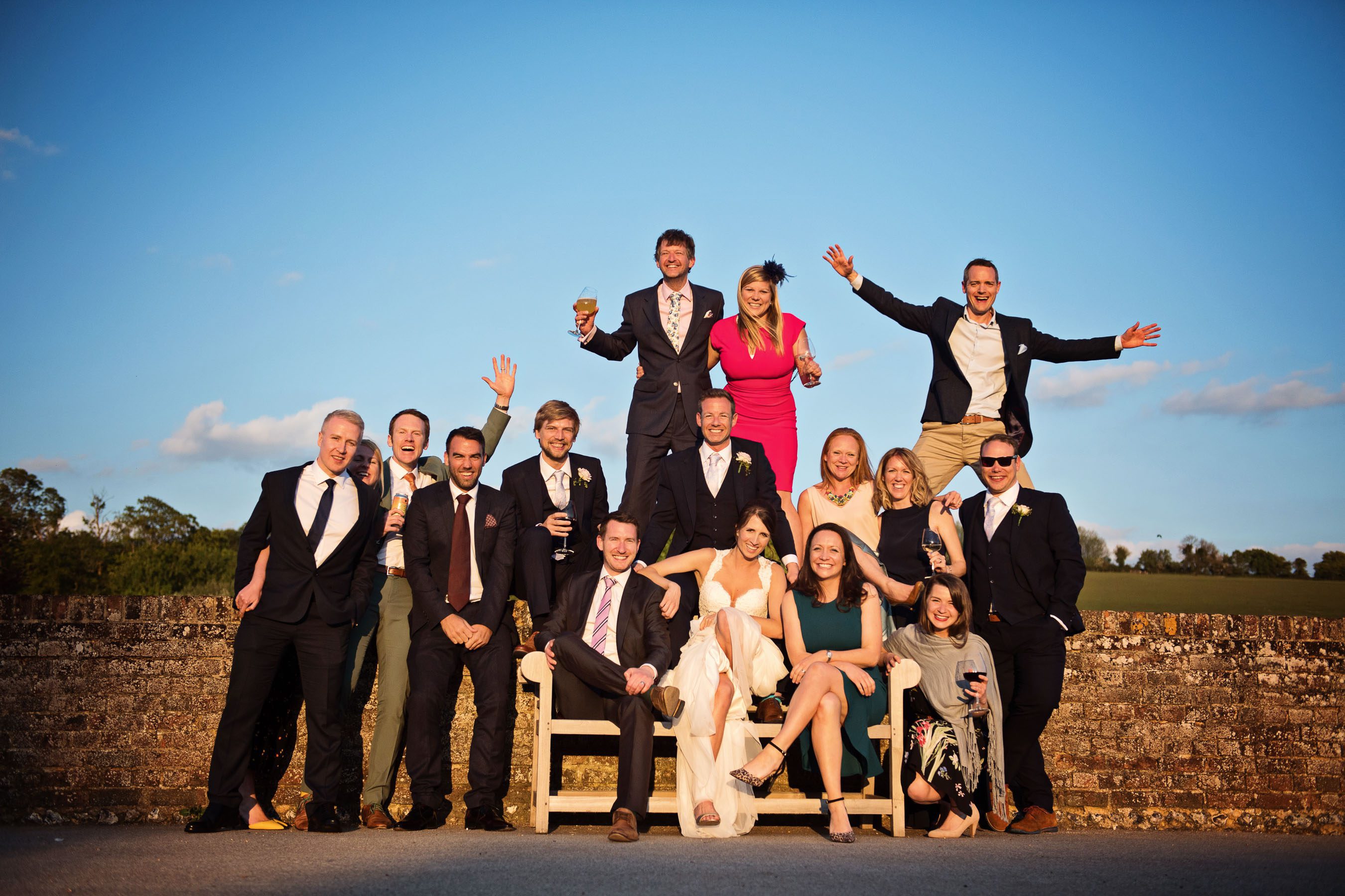 Hindu ceremony exterior set up in the gardens on a sunny day.