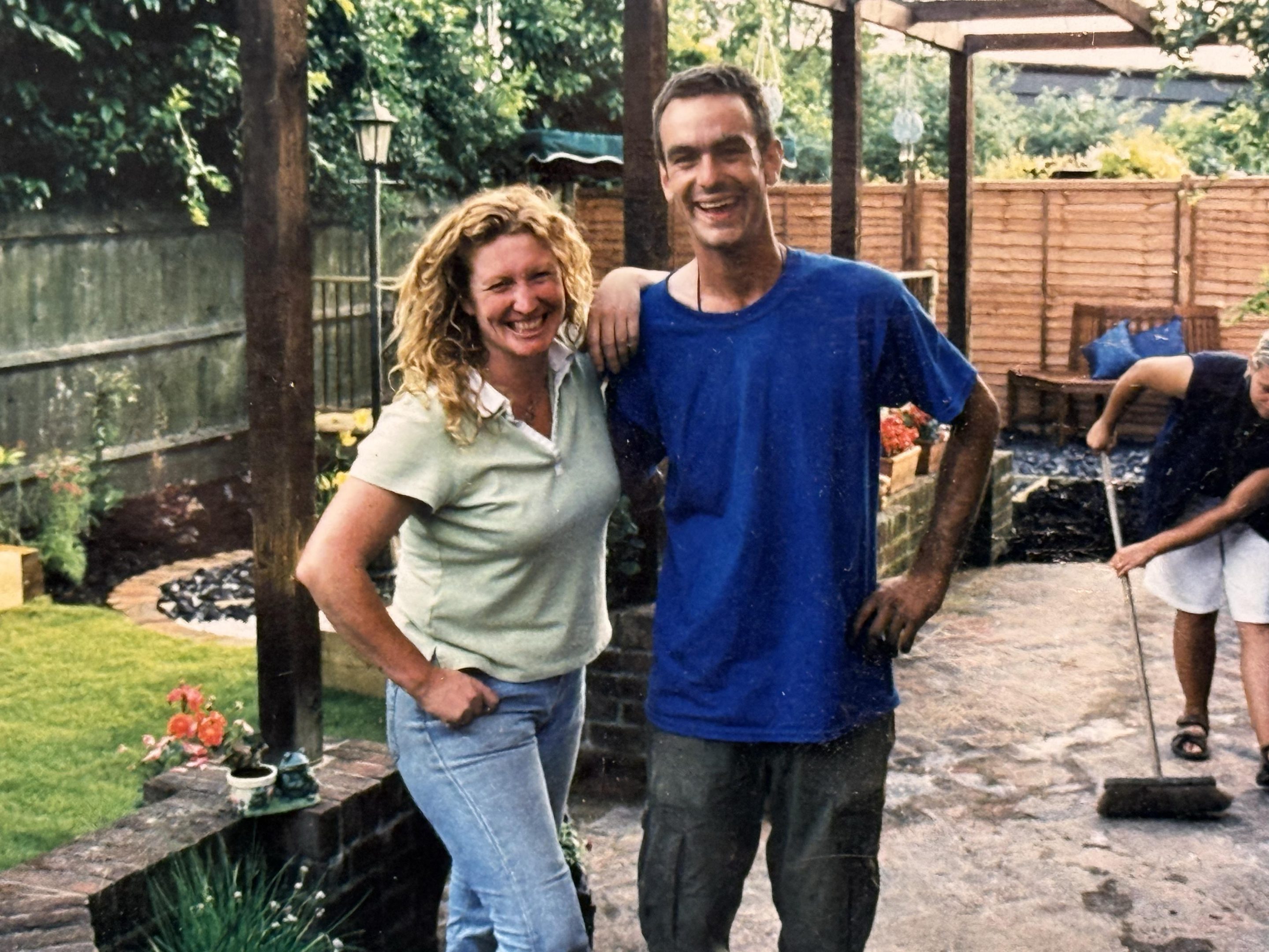 Charlie Dimmock and Ben in a garden.